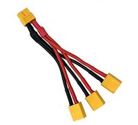 XT60 Parallel Battery Connector Male/Female Cable Extension Y Splitter 3-Way 14AWG Silicone Wire for RC Battery Motor (1 Female to 3 Male)