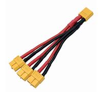 XT60 Parallel Battery Connector Male/Female Cable Extension Y Splitter 3-Way 14AWG Silicone Wire for RC Battery Motor (1 Male to 3 Female)