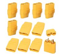 XT90 Connectors - 5 Pairs High Current Battery Plug Set, Gold Plated XT 90 RC Power Connector, 40A 90A Electrical Adapter With Protective Housing for Motors Systems Audio Video DIY Electronics