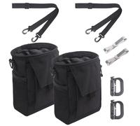 XTACER Tactical Dump Pouch,Utility Tool Bag Molle Pouches with Plastic Molle D Ring and Shoulder Strap and Metal Belt Clip for Men Women Outdoor Sport Traveling Use (Black (2-Pack))