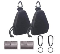 XTACER Tactical Keychain Pouch, Mini Molle Pouch Wallet, Coin Wallet ID Card Holder Car Key Belt Pouch Wallet,with USA Flag Patch,Metal D Ring and Key Ring (Black (2-Pack))