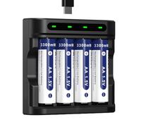 XTAR 1.5V 3300mWh AA Rechargeable Battery,4-Pack AA Rechargeable Batteries with L4 Charger (L4+1.5V AA 4-Pack)