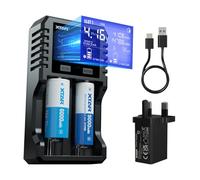 XTAR VX2 Pro Visible Mixer 1.5V/3.6V/3.7V Li-Ion& 3.2V LiFePO4& 1.2V Ni-MH Batteries Charger (VX2 PRO with PD20W UK Adapter)