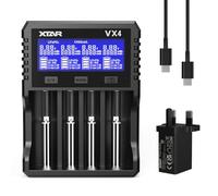 XTAR VX4 Battery Charger, Capacity Tester, 3.6/3.7V Li-ion, 1.5V Li-ion, 1.2V Ni-MH, 3.2V LiFePO4 Compatible, LCD Screen, Over-discharge Protection