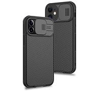 XTCASE Case for iPhone 12 / iPhone 12 Pro 6.1 inch, [Camera Protection] with Slide Camera Cover Ultra Slim Anti-Scratch Shockproof TPU Bumper Hard PC Back Protective Phone Case, Black