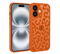 XTCASE Case for iPhone 16, Aesthetic Leopard Pattern Design for Girls Women Cute Cheetah Animal Print Case, Matte Translucent Anti-Scratch PC + TPU Shockproof Phone Cover, Orange