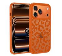 XTCASE Case for iPhone 17 Pro, Aesthetic Leopard Pattern Design for Girls Women Cute Cheetah Animal Print Case, Matte Translucent Anti-Scratch PC + TPU Shockproof Phone Cover, Orange
