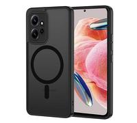 XTCASE For Xiaomi Redmi Note 12 4G Magnetic Case Compatible with Magsafe, Matt Translucent Mobile Phone Case for Xiaomi Redmi Note 12 4G Scratch-Resistant PC Back + TPU Bumper - Black