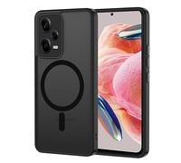 XTCASE Magnetic Case for Xiaomi Redmi Note 12 Pro Plus, Compatible with Magsafe, Matt Translucent Mobile Phone Case for Xiaomi Redmi Note 12 Pro Plus, Scratch-Resistant PC Back + TPU Bumper, Black