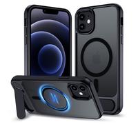 XTCASE Stand for iPhone 12 Case, Magnetic Compatible with MagSafe, Adjustable Invisible Stand Case, Military-Grade Drop Protection Shockproof Anti-Yellow Phone Cover, Black