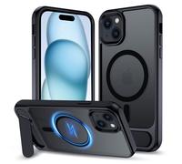 XTCASE Stand for iPhone 15 Case, Magnetic Compatible with MagSafe, Adjustable Invisible Stand Case, Military-Grade Drop Protection Shockproof Anti-Yellow Phone Cover, Black