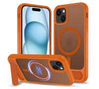 XTCASE Stand for iPhone 15 Case, Magnetic Compatible with MagSafe, Adjustable Invisible Stand Case, Military-Grade Drop Protection Shockproof Anti-Fingerprint Phone Cover, Orange