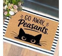 XTDJJKK Funny The Entrance Way Outside Personalized Rug with Heavy-Duty Non Slip Outdoor Coconut Coir Doormat Pets Lover Gift 23.6 x 15.7 inch，Go Away Peasants Cat