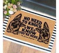 XTDJJKK Funny The Entrance Way Outside Personalized Rug with Heavy-Duty Non Slip Outdoor Coconut Coir Doormat Pets Lover Gift 23.6 x 15.7 inch，No Need to Knock The Dogs German Shepherds