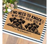XTDJJKK Funny The Entrance Way Outside Personalized Rug with Heavy-Duty Non Slip Outdoor Coconut Coir Doormat Pets Lover Gift 23.6 x 15.7 inch，No Need to Knock The Dogs Schnauzers
