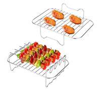 XTDMJ 2 Layers Air Fryer Racks, Air Fryer Accessories Square 304 Stainless Steel Rack, Hot Air Fryer Accessories, Airfryer Accessories for Russell Hobbs Philips 6.2L/8L/Ninja 5.7L/COSORI 5.5L-6.4L