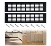 XTDMJ 2 Pcs Black Air Vent Covers, 80mm x 350mm Aluminum Alloy Kitchen Air Vent Cover, Vent Cover Cupboard Vents Fridge Vent Louvred Wall Vent Grille