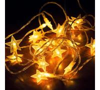 XTDMJ Fairy Lights Battery Operated, 16.4ft 50 LED Star String Battery Fairy Lights 2 Modes Waterproof Indoor Outdoor Lights for Bedroom Wedding Party Christmas Decoration (Warm White)