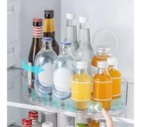 XTDMJ Lazy Susan Turntable Organiser for Fridge, 360°Rotating Spice Racks 13 x 8.5 x 2.9inch Clear Oval Fridge Organisers Storage, for Kitchen Cabinet, Fridge and Pantry Organizer