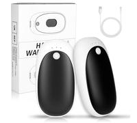 XTDMJ Magnetic Hand Warmers Rechargeable 2 Pack, 3 Levels Heat Electric Handwarmers Ultra Thin Light Portable for Pocket Gloves, Up to 8 hrs Idea Tech Gifts for Walking, Running, Camping(Black-white)