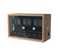 XTELARY Automatic Watch Winder 6 with Flexible Storage Compartment 6 and Jewellery Storage Drawer, Integrated LED Lighting, Wood Color, Watch Winder for 6 Watches, Wood Color
