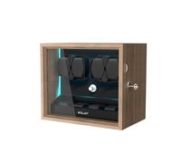 XTELARY Lockable Automatic Watch Winder - 4/6/8/12 Watch Storage, 4 Rotation Modes, Quiet Motor, Backlight, DK144-LEW, Modern