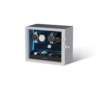 XTELARY Watch Winder for 4 Automatic Watches, Lockable Automatic Winders with Extra 4 Watch Storages, 4 Rotation Modes, Flexible Watch Pillows, Quiet Mabuchi Motor and Blue Backlight, Grey