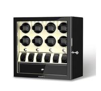 XTELARY Watch Winder, White Lockable Watch Winder for 8 with 6 Memory Slots, Storage Drawer, 4 Rotation Modes, White LED Light, Super Quiet Motor and Spring Watch Cushion for Men and Women