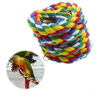 xtemtoamz Bird Rope Parrot Climbing Spiral Swing - Birds Climbing Rope Sling, Hanging Cage Cotton Rope for Bird Cage Garden and Window, Budgies, Parakeets, with Bell, Colourful, 1 m