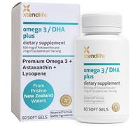 Xtend-Life Omega 3 DHA Plus Fish Oil - 100% Pure Fishoil Natural Heart, Brain & Joint Support Plus Lycopene & Astaxanthin for Anti-Aging and Skin Support - 700 mg Dietary Supplements - 60 Soft Gels