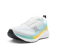 XTEP Men's running shoes, sports shoes, marathon training shoes with rebound ability, abrasion resistance, traction, tear resistance, width H, White and Cyan, 10 UK