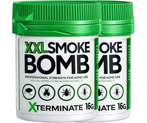 Xterminate Flea Bombs for the Home 16g x 2 Up to 550m3 Coverage per Fumer Kills Fleas Bed Bugs Carpet Moths Cluster Fly Silverfish Carpet Beetle and more XXL Smoke Bomb Fogger HSE Approved