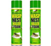Xterminate Wasp Nest Killer Spray Foam 2 x 600ml, Maximum Strength Kills Wasps, Hornets & Nests Instantly Powerful 5m Long Reach Aerosol For Outdoor and Indoor Use