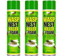 Xterminate Wasp Nest Killer Spray Foam 3 x 600ml, Maximum Strength Kills Wasps, Hornets & Nests Instantly Powerful 5m Long Reach Aerosol For Outdoor and Indoor Use