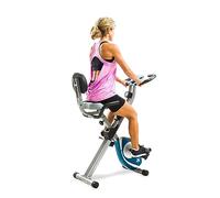 XTERRA Fitness Folding Exercise Bike, 225 LB Weight Capacity, Cordless, Battery Powered with Solid X-Frame Folding Design, Padded Seat and Handlebars, Adjustable Foot Straps, 8 Levels of Resistance