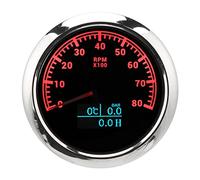 XTevu Engine Tachometer, 3 in 1 85mm 8000RPM, Black Dial Tachometer, DC 9 to 32V, Compatible with Car Yacht RV, Red Backlit Pointer Meter