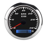 XTevu Tachometer Gauge, RPM Tacho Meter 85mm, Universal Pointer Gauge IP67 for Car Boat Marine Engine (Black)