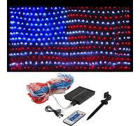 XTF2015 Solar American Flag Lights, 2 in 1 Solar Powered & Plug in