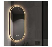 XTGDIEM Bathroom Corner Mirror With LED Light, Defogger, Three-color Adjustable Dimming Plus Backlight, Can Be Hung Vertically Or Horizontally(Black,50x90cm)