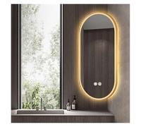 XTGDIEM Bathroom Corner Mirror With LED Light, Defogger, Three-color Adjustable Dimming Plus Backlight, Can Be Hung Vertically Or Horizontally(Gold,40x90cm)