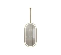 XTGDIEM Oval Bathroom Mirror With LED Lighting, 3 Dimmable Colors, Ceiling-mounted The Touch Of A Button For Entryways, Closets, And Homes(Gold,50x90cm)