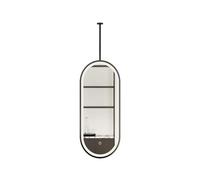XTGDIEM Oval Bathroom Mirror With LED Lighting, 3 Dimmable Colors, Ceiling-mounted The Touch Of A Button For Entryways, Closets, And Homes(Black,50x80cm)