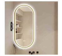 XTGDIEM Rotating Corner Bathroom Mirror - 360° HD Makeup With LED Lighting And Anti-Fog Button Features A Swiveling, Extendable Arm(Gold,50x90cm)
