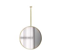 XTGDIEM Round ceiling-mounted double-sided mirror; rotatable floating bathroom vanity mirror suitable for homes or hotels; customizable metal suspension rod(Gold,40cm)