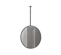 XTGDIEM Round ceiling-mounted double-sided mirror; rotatable floating bathroom vanity mirror suitable for homes or hotels; customizable metal suspension rod(Black,60cm)