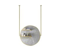 XTGDIEM Round Ceiling-mounted Mirror With Double Metal Rods, Decorative Vanity For Bathrooms, Entrances, Shops, Hotels(Gold,60cm)