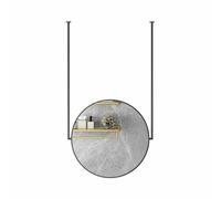 XTGDIEM Round Ceiling-mounted Mirror With Double Metal Rods, Decorative Vanity For Bathrooms, Entrances, Shops, Hotels(Black,80cm)