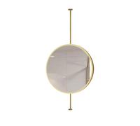 XTGDIEM Round Wall Mirror Bathroom Hanging Rod Mirror, Hanging Bathroom Vanity Mirror Wall Mirror Metal Frame Customizable Bathroom Suspended Large Decorative Mirror(Gold,50cm)