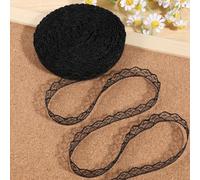 Xthrotsenk 30 Yards Black Polyester Lace Ribbon Roll, 0.6 Inch Wide, Victorian Style, Floral Polka Dots Pattern, Wedding Occasion