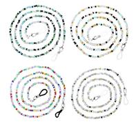 Xthrotsenk 4 Pcs Eyeglasses Strap Lanyard Sunglasses Beaded Chain Eyeglasses Holders Around Neck Eyeglass Chains Face Mask Chains Clamp for Women, Eyewear Retainer Strap with Eyeglass Loop